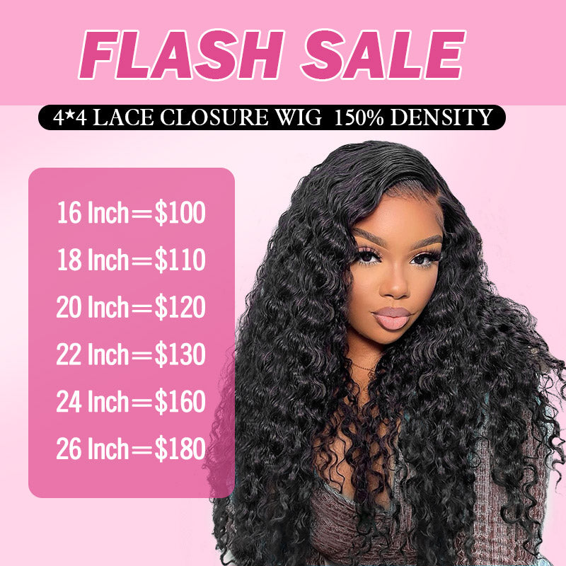 Flash Sale (16-26") 4x4 Transparent Lace Closure Wig 150% Density - AlloveHair