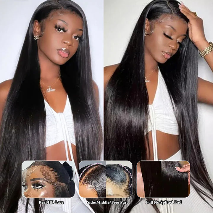【40Inch Long Wig】Allove Bleach Knots & Pre Pulacked 13x4 Skinlike Real HD Full Lace Front Virgin Human Hair Wig 250% Density - AlloveHair