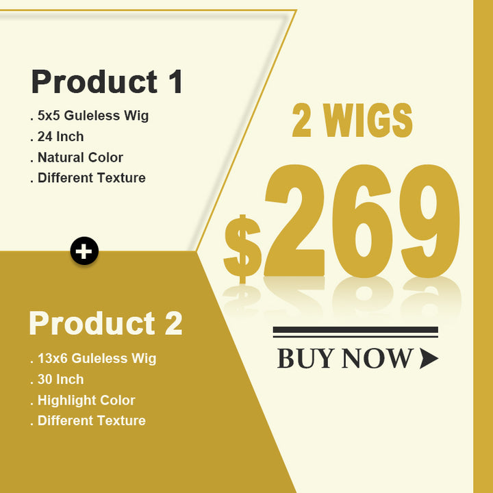 2 Wigs = $269 | 5x5 Glueless Wig 24'' Pre Everything and 13x6 Full Lace Front Wigs 30'' Highlight Color - AlloveHair