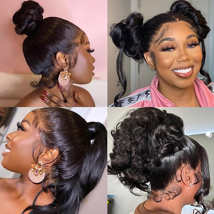 Loose Deep Wave Invisible-String Snug Fit 360 Lace Front Wigs Pre Plucked HD Lace Human Hair Crimped Wigs - AlloveHair