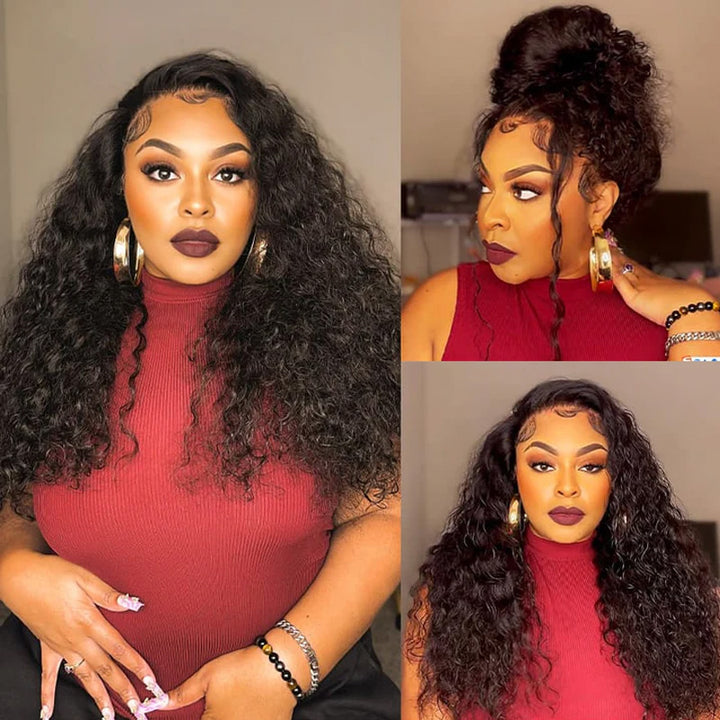 Deep Wave Snug Fit 360 Lace Frontal Wig 100% Human Hair Wigs For Women - AlloveHair