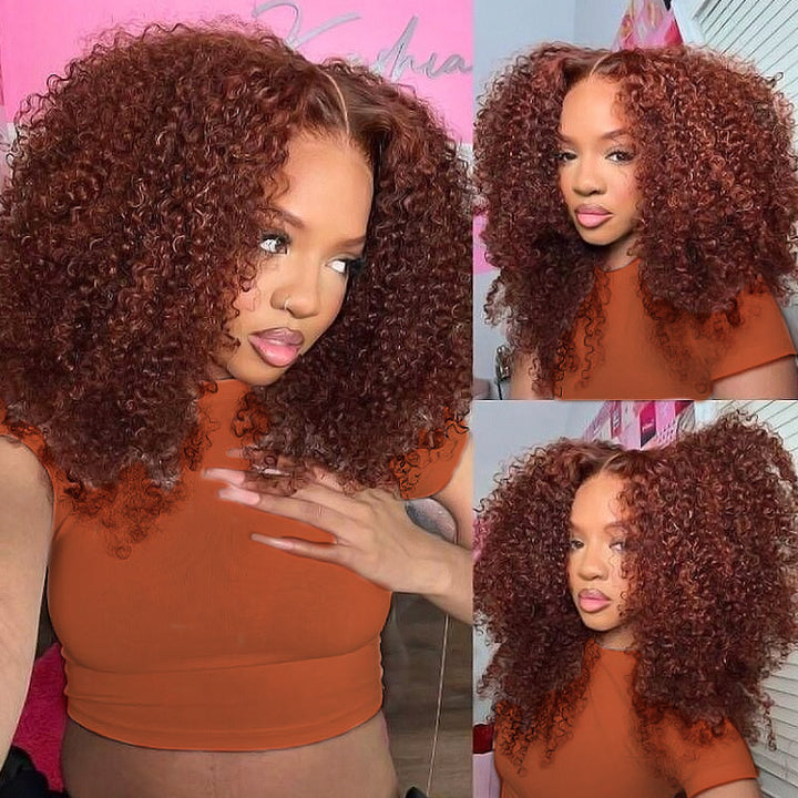 Experience effortless style with the Allove 3-in-1 Half Wig in Reddish Brown. This pre-styled kinky curly wig features an invisible hairline and InvisiFit strap for a natural, secure fit.