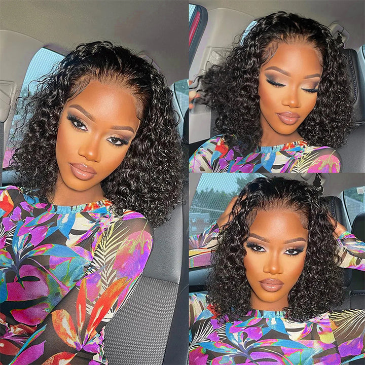 【3 IN 1 HALF WIG】Allove Water Wave Flip Over Human Hair Wigs With Drawstring Invisi Hairline Beginner Friendly Glueless Wig - AlloveHair