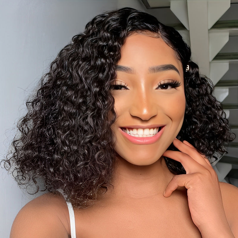 【3 IN 1 HALF WIG】Allove Water Wave Flip Over Human Hair Wigs With Drawstring Invisi Hairline Beginner Friendly Glueless Wig - AlloveHair