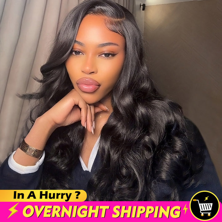 Overnight Shipping HD Transparent 5*5 Lace Closure Body Wave Human Hair Glueless Wigs 150% Density - AlloveHair