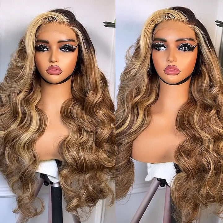 Allove 13x4/13x6 Loose Body Wave HD Lace Front Wigs Perfectly Blend Colored Human Hair Wigs 180% Density