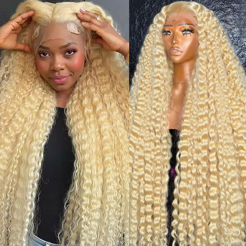 #613 Blonde Color Deep Wave Human Hair 13x4 Lace Front Wigs
