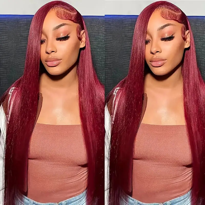 Allove 99J Burgundy Red Colored 13x6 Lace Front Human Hair Wigs For Women Straight Hair/Body Wave Available - AlloveHair