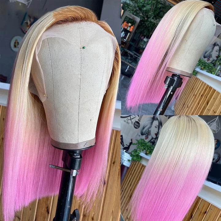 613 Short Bob Straight Human Hair Wigs 13x4/4x4 Blonde Wear To Go Lace Front Wigs