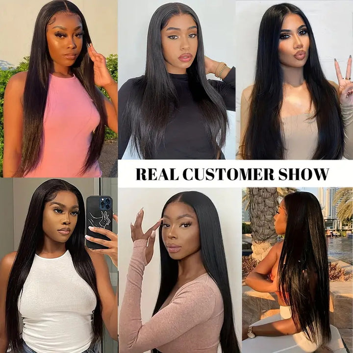 Allove Hair Straight Hair Clip In Hair Extensions 7 Pieces/Set Natural Black Color