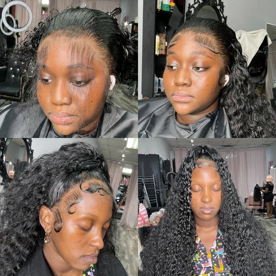 Wear And Go 13x4 Kinky Curly HD Invisible Glueless Lace Front Wig Virgin Human Hair 200% Density