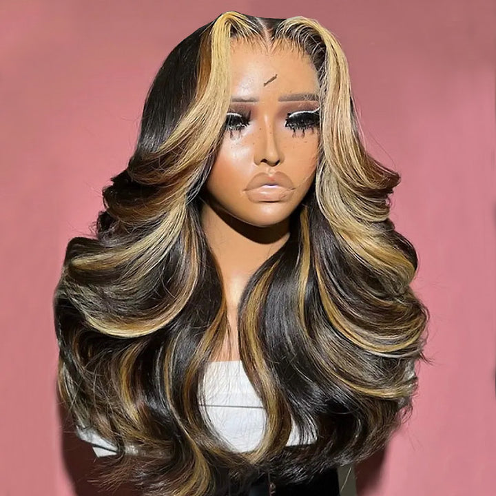 Allove Balayage Body Wave Highlight #1B/27/613 Piano Color Honey Blonde 13x4 HD Full Lace Front Wigs - AlloveHair