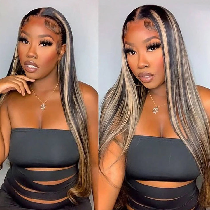Allove Balayage Body Wave Highlight #1B/27/613 Piano Color Honey Blonde 13x4 HD Full Lace Front Wigs - AlloveHair