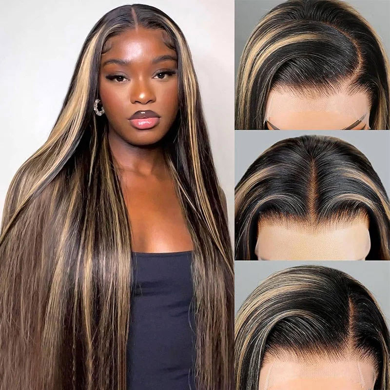 Allove Balayage Body Wave Highlight #1B/27/613 Piano Color Honey Blonde 13x4 HD Full Lace Front Wigs - AlloveHair