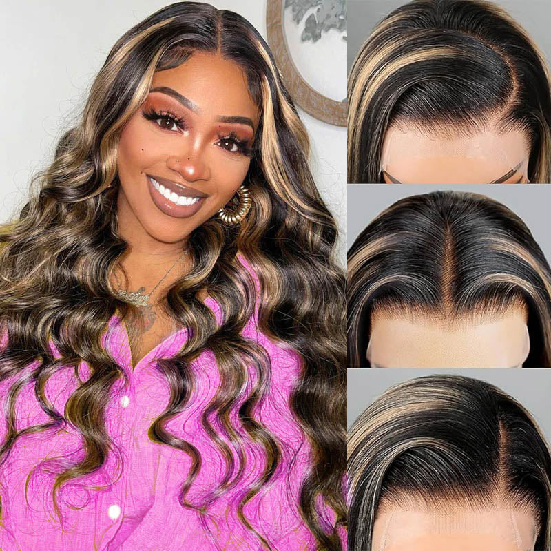 Allove Balayage Body Wave Highlight #1B/27/613 Piano Color Honey Blonde 13x4 HD Full Lace Front Wigs - AlloveHair
