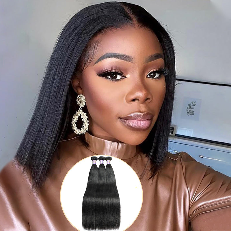 Allove Hair Upgrade Brazilian Yaki Straight 3 Bundles Virgin Human Hair Extensions - AlloveHair