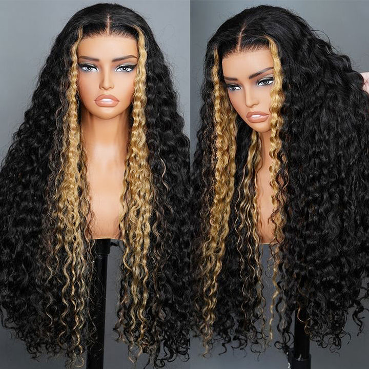 Allove Highlight Blonde Glueless 13x4 Transparent Lace Front Loose Deep Wave Wig Human Hair Pre Plucked - AlloveHair