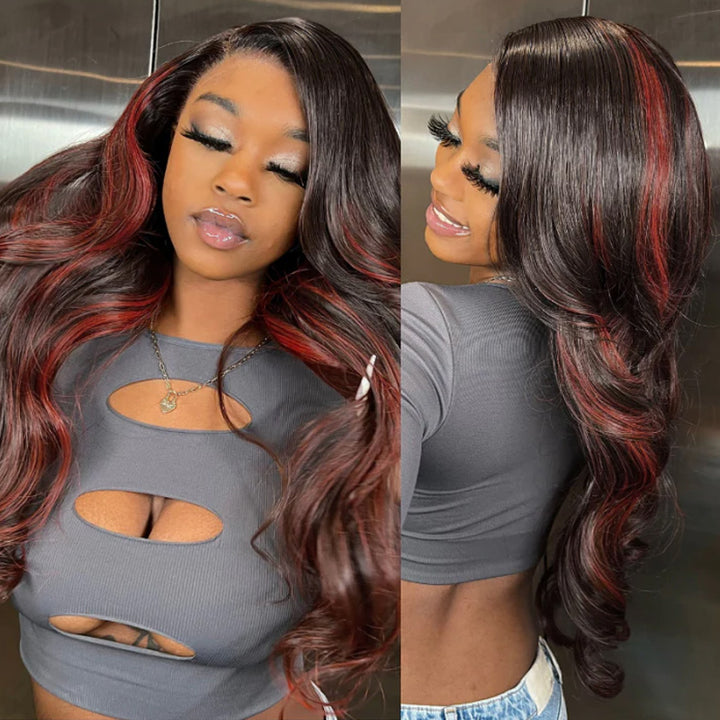Allove P1B/350 Piano Color Body Wave 13x4 HD Lace Frontal Wigs with Pre-plucked Human Hair Wig - AlloveHair