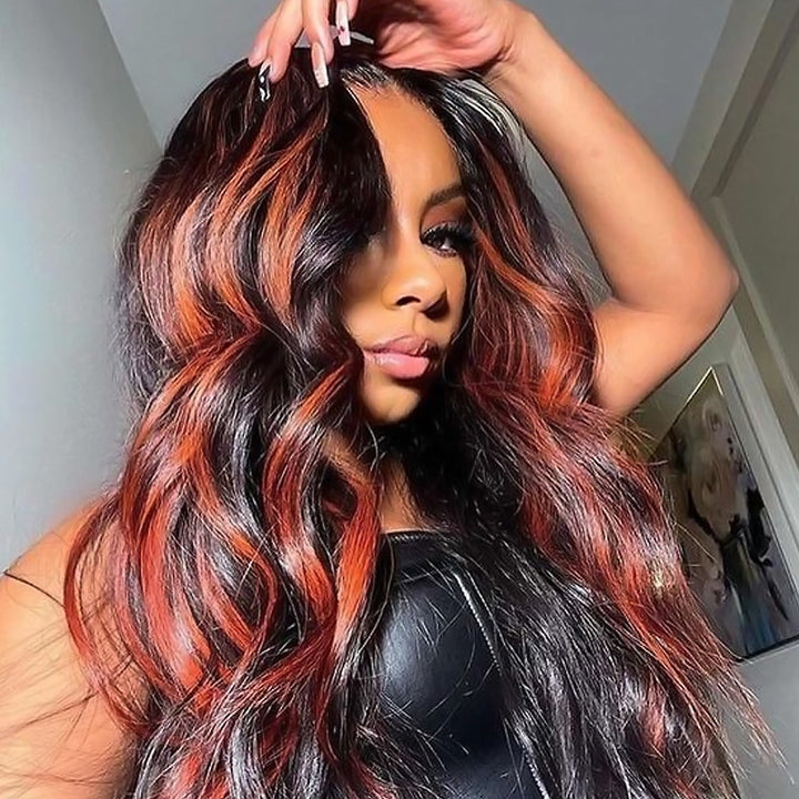 Allove P1B/350 Piano Color Body Wave 13x4 HD Lace Frontal Wigs with Pre-plucked Human Hair Wig - AlloveHair
