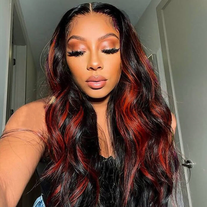 Allove P1B/350 Piano Color Body Wave 13x4 HD Lace Frontal Wigs with Pre-plucked Human Hair Wig - AlloveHair