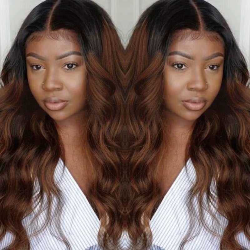 Allove T1B/2/4 Ombre Brown Color Straight 13x4 HD Lace Front Ready To Wear Wigs - AlloveHair