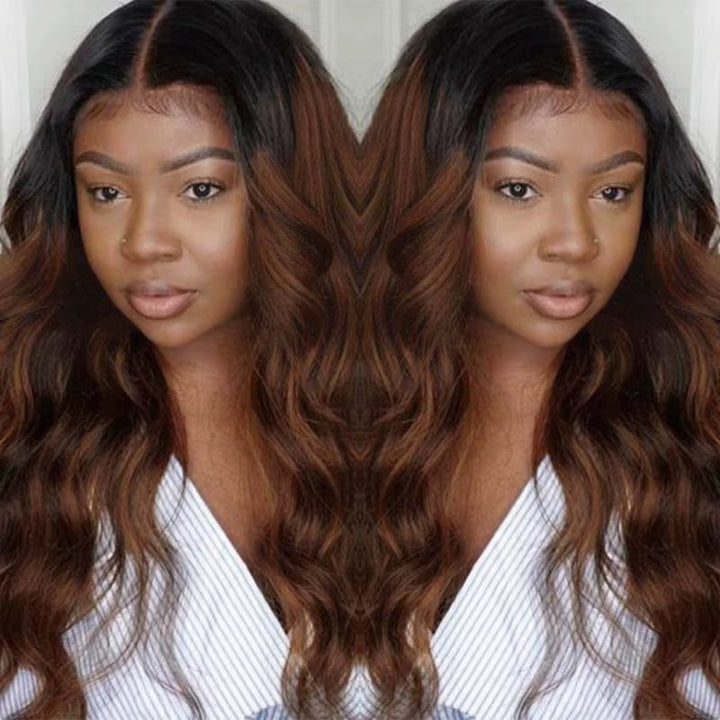 Allove T1B/2/4 Ombre Brown Color Straight 13x4 HD Lace Front Ready To Wear Wigs - AlloveHair