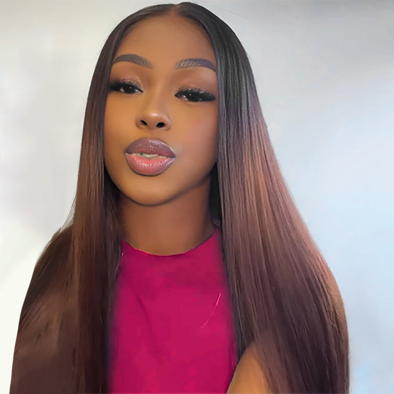 Allove T1B/2/4 Ombre Brown Color Straight 13x4 HD Lace Front Ready To Wear Wigs - AlloveHair