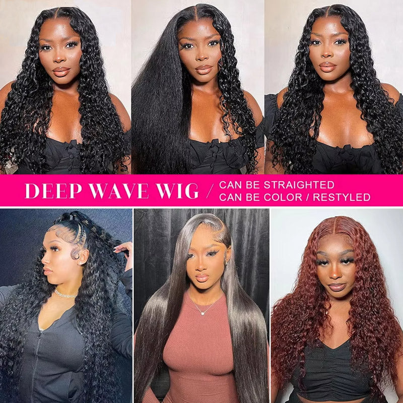 Allove Hair 40Inch 13x6 HD Lace Front Wig Brazilian Deep Wave Wear to Go Human Hair Wigs - AlloveHair