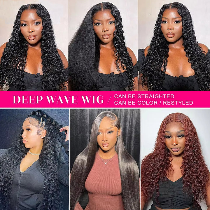 Allove Hair 40Inch 13x6 HD Lace Front Wig Brazilian Deep Wave Wear to Go Human Hair Wigs - AlloveHair