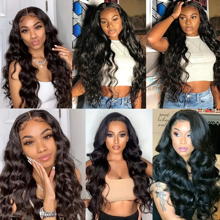 Brazilian Body Wave 3 Bundles with 2x6 HD Lace Deep Part Closure Virgin Human Hair - AlloveHair