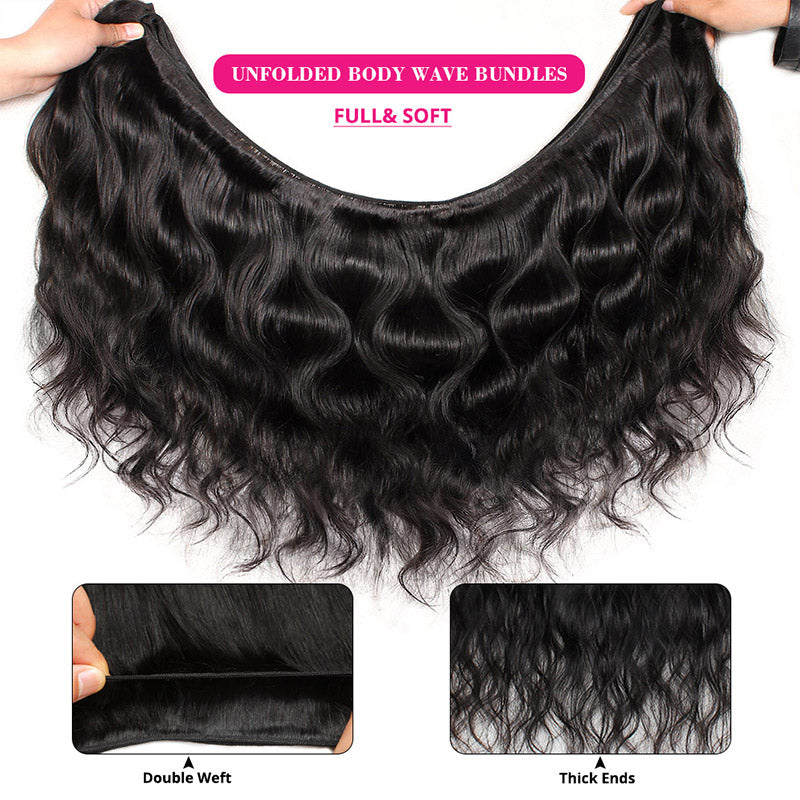 Brazilian Body Wave 3 Bundles with 2x6 HD Lace Deep Part Closure Virgin Human Hair - AlloveHair