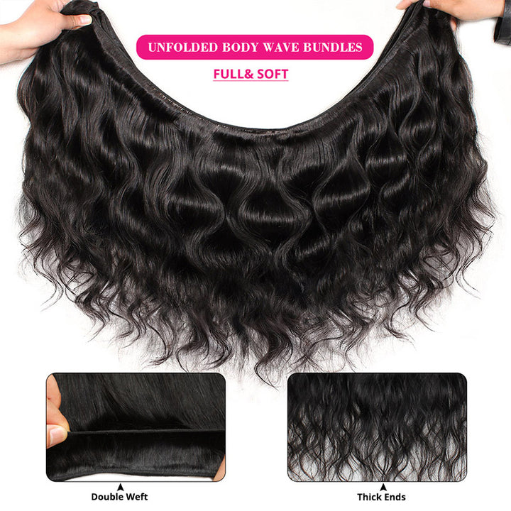 Brazilian Body Wave 3 Bundles with 2x6 HD Lace Deep Part Closure Virgin Human Hair - AlloveHair