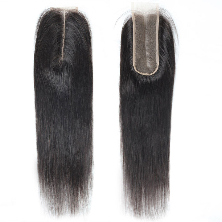 Brazilian Straight Hair 3 Bundles With HD Lace Deep Part 2x6 Closure Human Hair Weave - AlloveHair