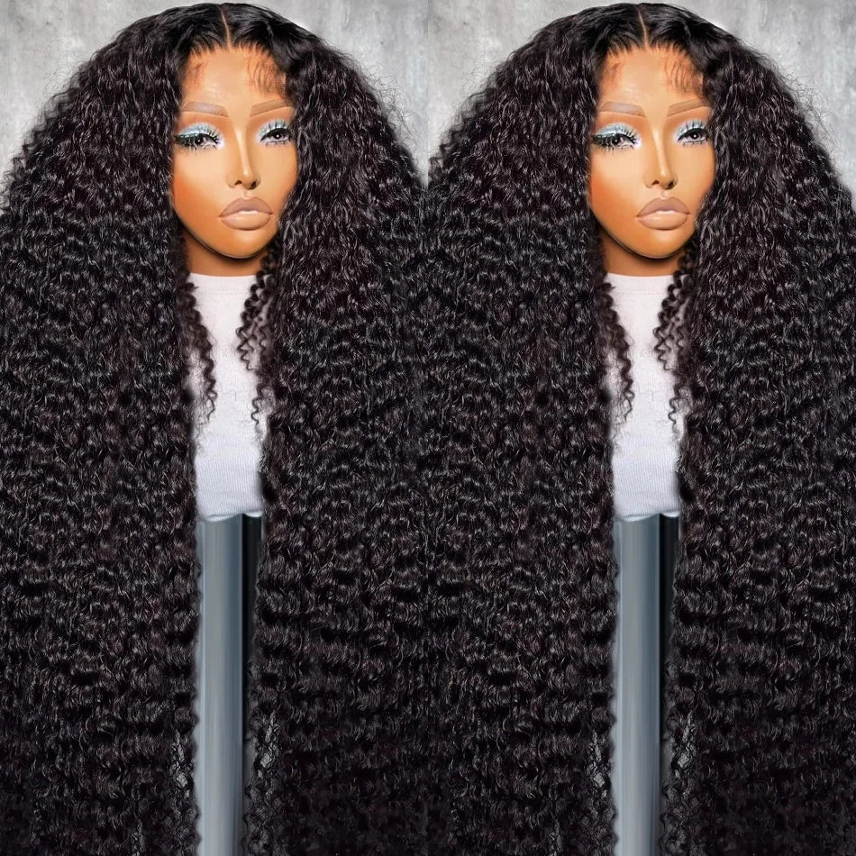 【C Part】Wear & Go 40 Inch Undetectable Invisible 13x4 HD Glueless Lace Front Brazilian Deep Curly Wigs - AlloveHair