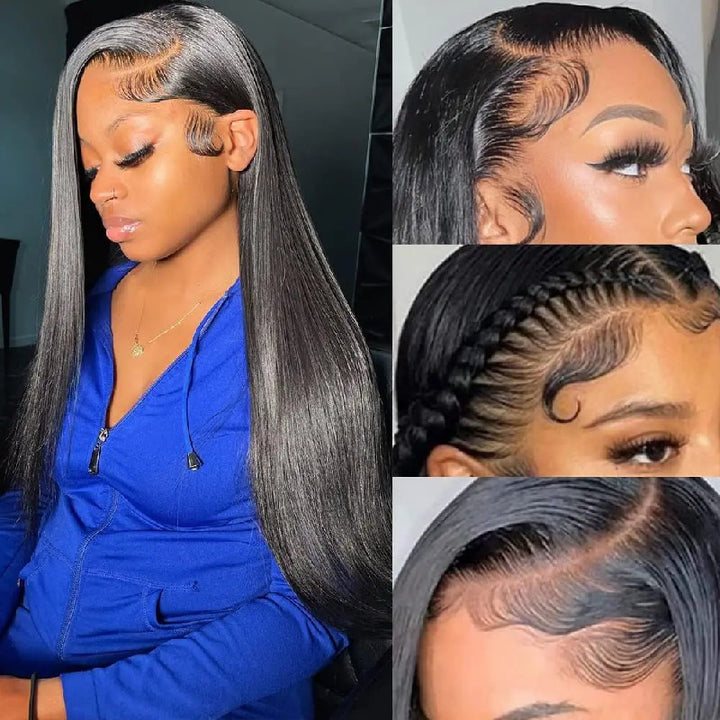 【C Part】30Inch Long 13*4 HD Straight Human Hair Ready To Wear Lace Front Wig - AlloveHair