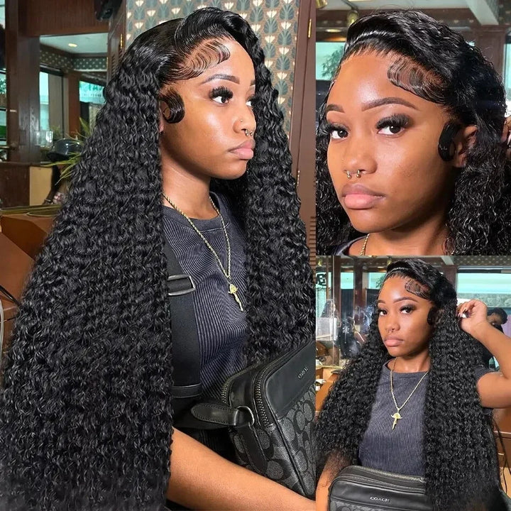 Wear And Go 13x4 Kinky Curly HD Invisible Glueless Lace Front Wig Virgin Human Hair 200% Density