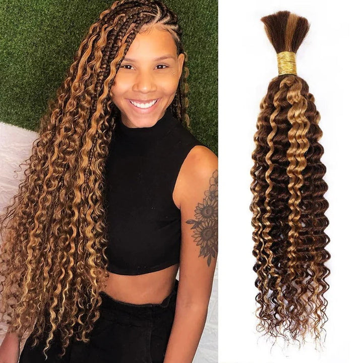 Overnight Shipping Deep Wave Bulk Human Hair For Braiding No Weft 100% Human Hair Extensions - AlloveHair