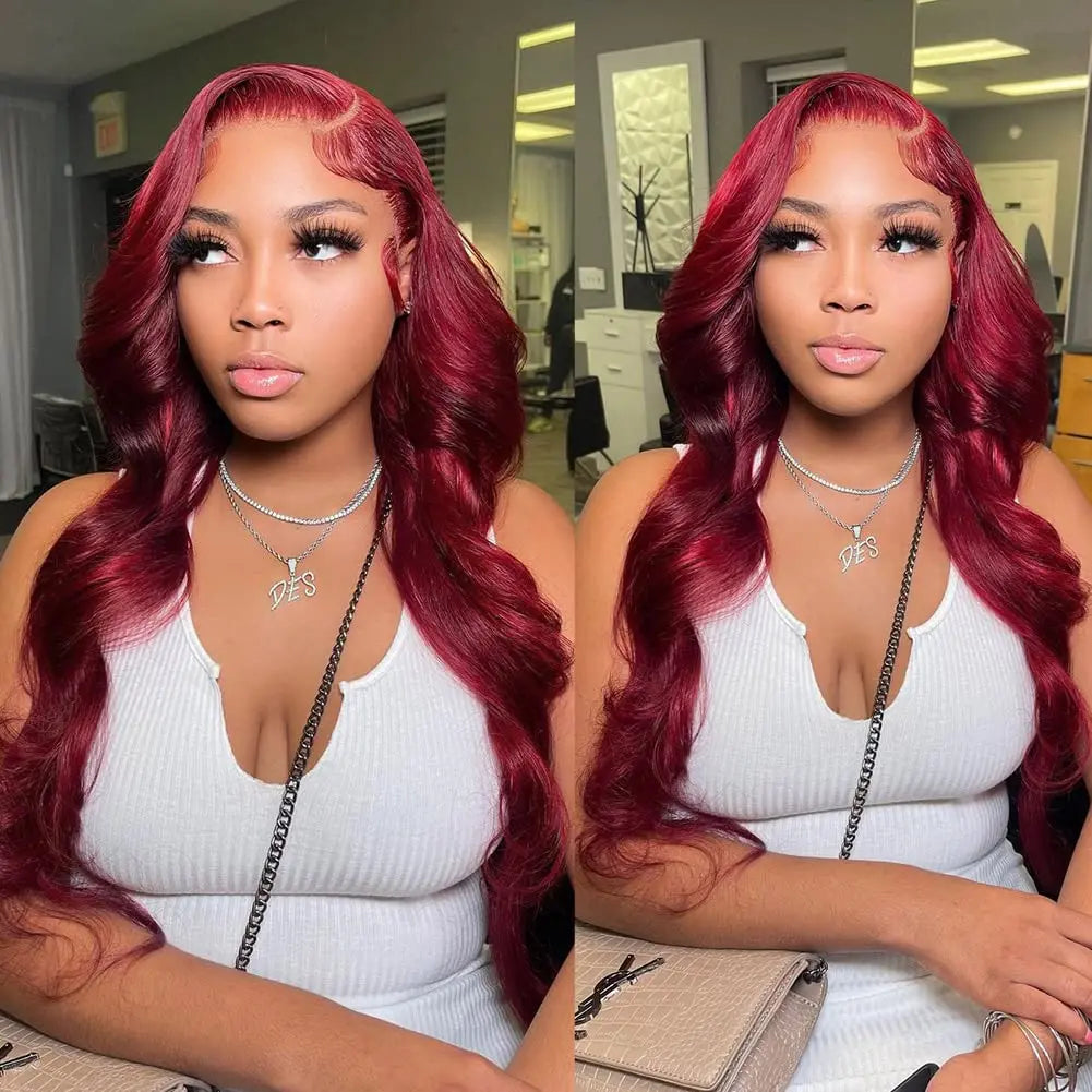 Pre Plucked Ready To Wear Wig | 30Inch #99J Burgundy Body Wave 13x4 HD Lace Front Human Hair Wigs - AlloveHair
