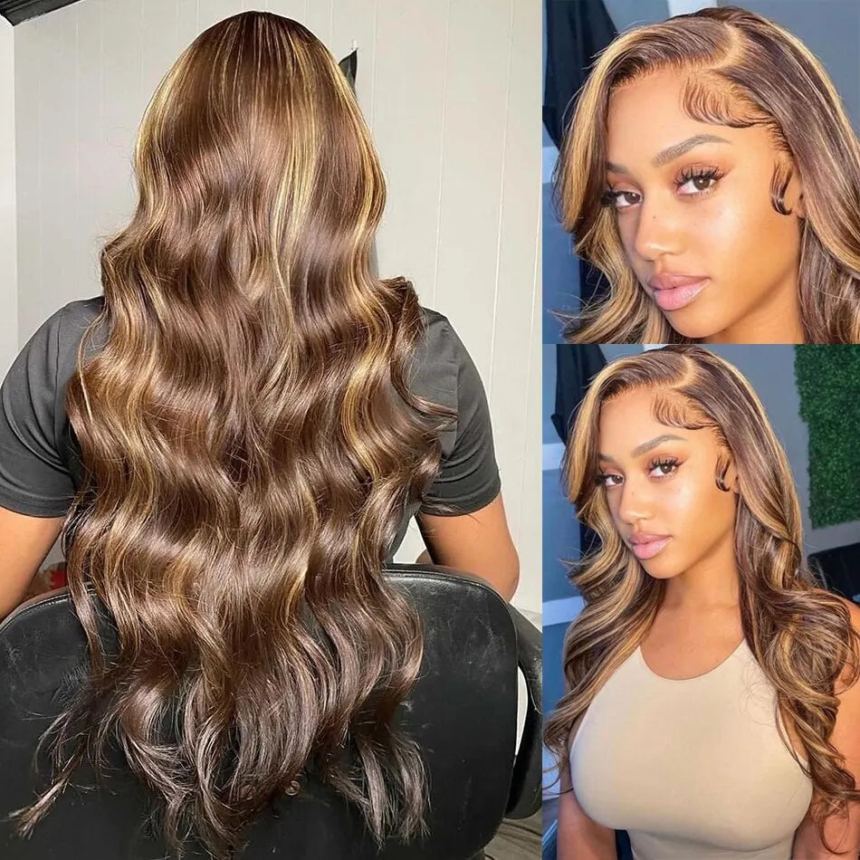 Pre Plucked Ready To Wear Wig | 30 Inch Colored 4/27 Highlight Body Wave 13x4 Lace Front Wigs Easy Install - AlloveHair