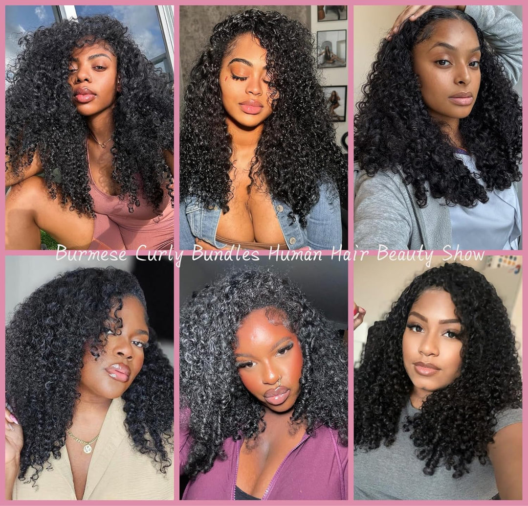 100% Raw Burmese Curly Brazilian human hair style
