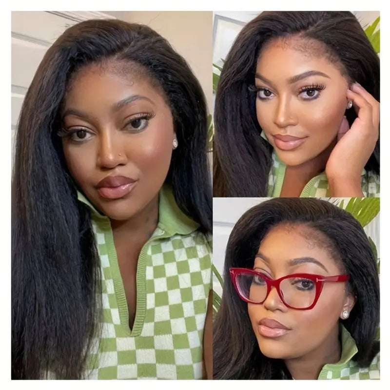 4C Edges Hairline Wig Kinky Straight 13x4 HD Lace Front Wigs With Curly Baby Hair