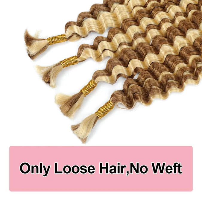 Allove P27/613 Blonde Deep Wave Braiding Human Hair For Micro Crochet Boho Bohemian Braids