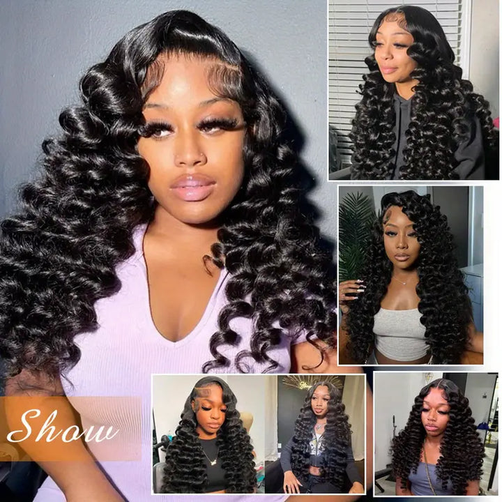13x6 Loose Deep Wave Lace Front Wigs Human Hair All-Day Comfort Glueless Wigs with Bleached Knots - AlloveHair