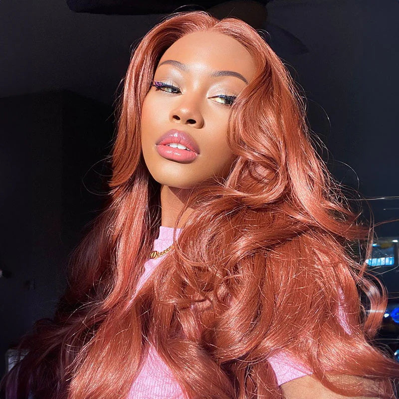 Pre Cut Wear & Go Lace Wig | Brick Pink 13x4 HD Lace Front Body Wave Human Hair Colored Wigs