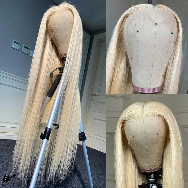 613 Platinum Blonde Wig | Straight Hair Glueless Full Lace | Adjustable Strap | Salon Quality - AlloveHair