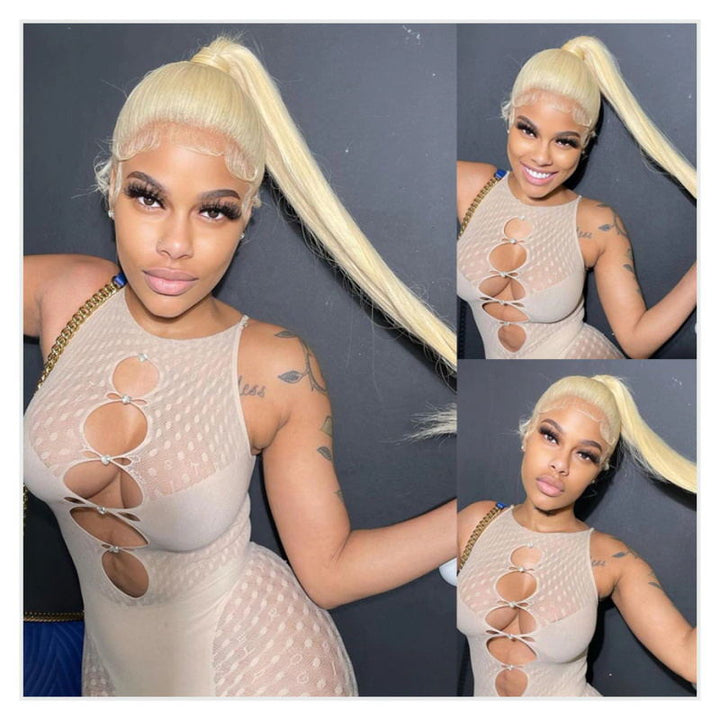 613 Blonde Color 13x6 Straight Hair HD Lace Front Wig Wear and Go 360 Full Lace Wigs