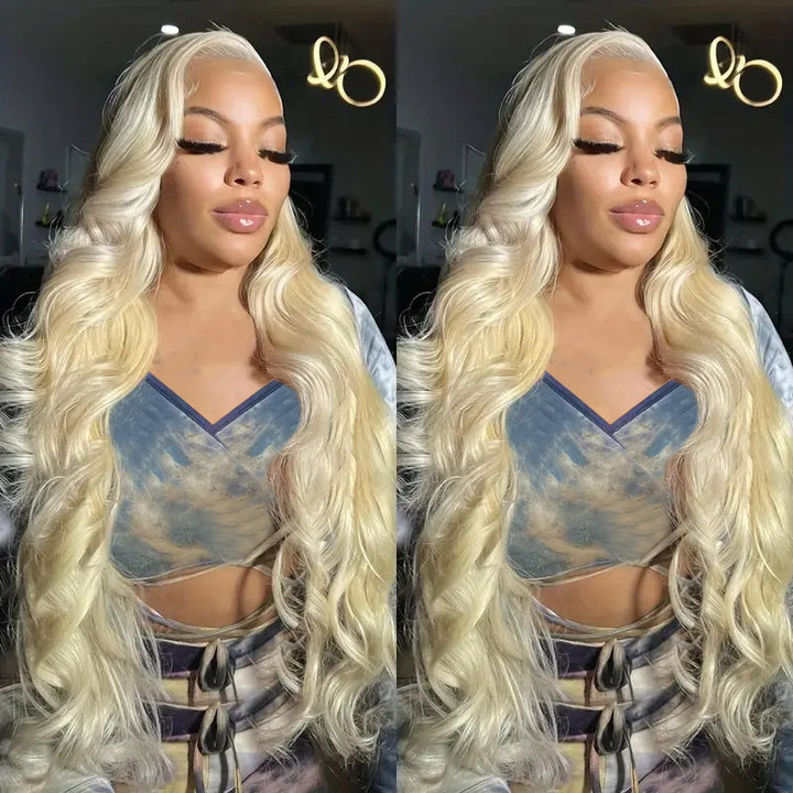 Overnight Shipping 13x4 Glueless HD Lace Front Human Hair Affordable Wig Hairstyles # 613 Blonde Body Wave Hair