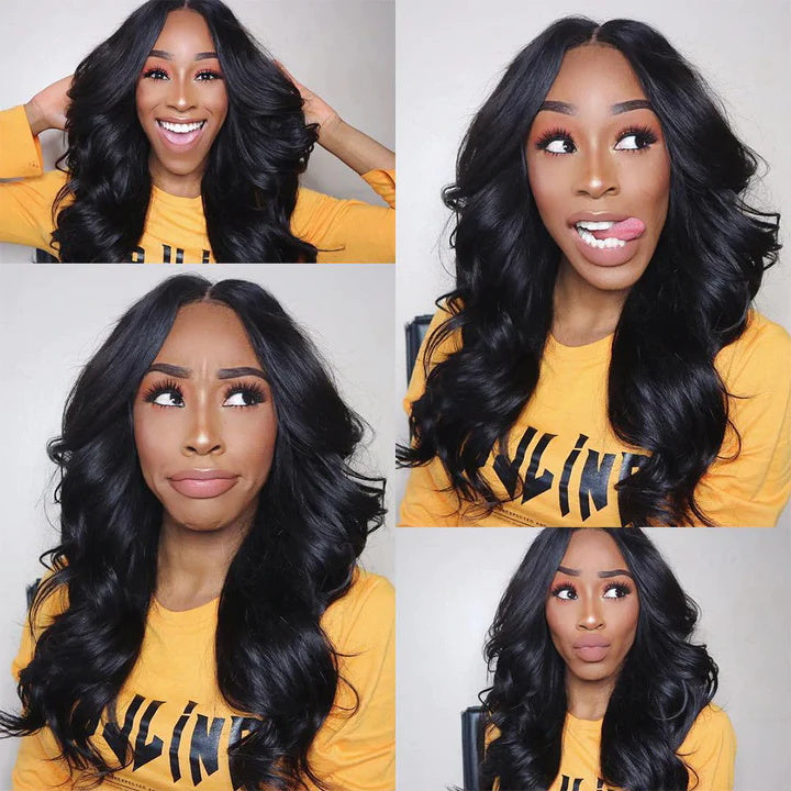 Brazilian Body Wave 3 Bundles With 13*4 HD Transparent Lace Frontal Human Hair - AlloveHair