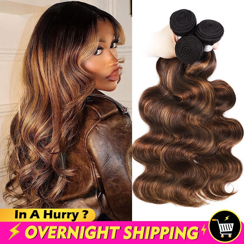 Overnight Shipping Allove Hair #FB30 Brown Balayage Highlight Body Wave Human Hair Weave Bundles - AlloveHair