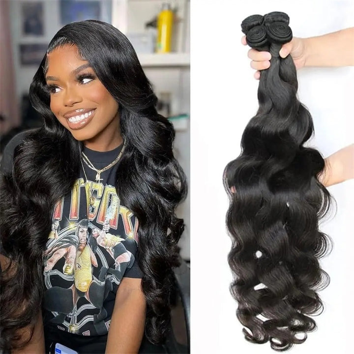 Transform your hair game with Allove Hair Body Wave Hair Bundles! This set includes four luxurious bundles of wavy hair, perfect for sew-in styles that add stunning volume and movement. The beautiful body wave texture creates a soft, natural look that enhances any hairstyle, making it versatile for both everyday wear and special occasions.